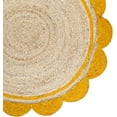 thumbnail image 4 of 3 Ft Round Yellow & Natural Jute Premium Scalloped Jute Rug – Handcrafted Natural Braided Carpet for Living Room, Bedroom, Entryway – Boho Home Decor, 4 of 5