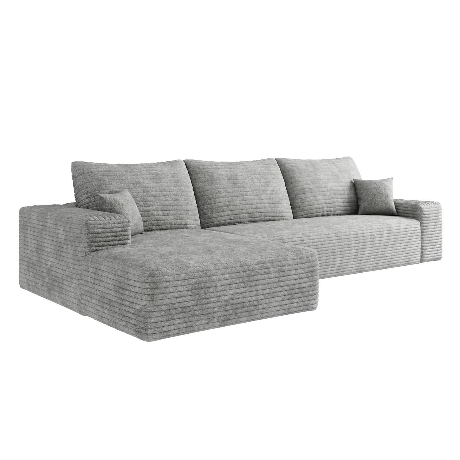 Demi Bonn 107" Modern Cloud Sectional Sofa with L-Shape Chaise, Deep Seat Upholstered Couch for Living Room & Bedroom, No Assembly Needed, Gray