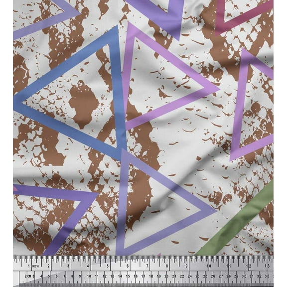 Soimoi Cotton Duck Fabric Animal Skin & Triangle Geometric Print Sewing Fabric Yard 42 Inch Wide
