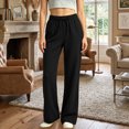 thumbnail image 2 of Womens Wide Leg Pants Casual Flowy Crepe Trousers Free Relaxed Fit Work Business with Pockets, 2 of 9