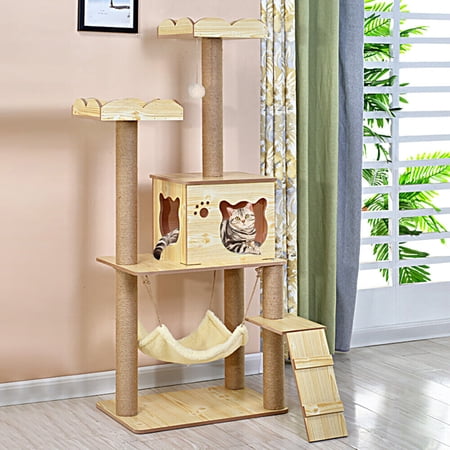 Premium 55" Cat Tree Tower Activity Center - Large Playing House Condo for Rest, Sturdy - Made in USA