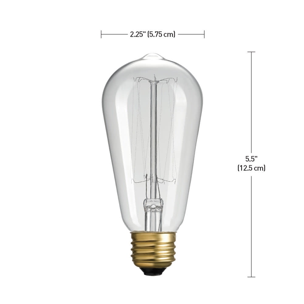 Globe Electric 40W Vintage Edison S60 Incandescent Filament Light Bulb, E26 Base, 3-Pack, 31324