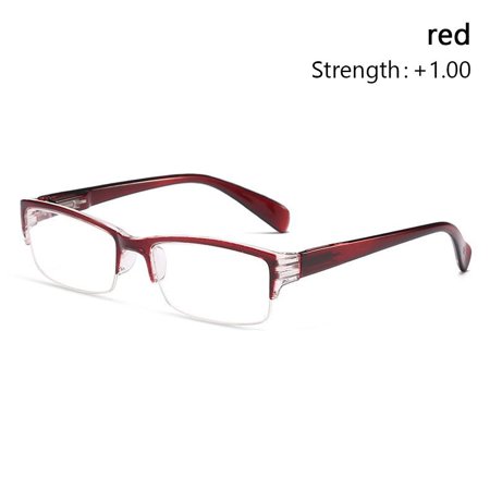 Unisex Vision Care Portable Spring Hinge Presbyopia Eyewear Diamond-cut Eyeglasses Reading Glasses RED STRENGTH +1.00