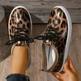 thumbnail image 3 of Rokment Women's Leopard Low Top Fashion Sneakers 2026 Spring Fall Trendy Casual Leather Lace up Platform Walking Flat Canvas Tennis Shoes Brown Size 6.5, 3 of 9