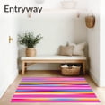 thumbnail image 3 of ODIKA 6'x9' Machine Washable Non-Slip Area Rug, Cascading Bands Jubilee Design High Traffic Rug with Pad, Pink, 702947, 3 of 8