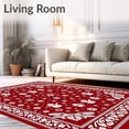 thumbnail image 2 of ODIKA 6'x9' Machine Washable Non-Slip Area Rug, Holiday Crystal Anti Slip with Jolly Characters High Traffic Rug, Red, 656010, 2 of 7