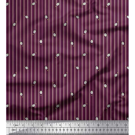 Soimoi Cotton Voile Fabric Stripe & Clock Hut Shirting Printed Craft Fabric by The Yard 56 Inch Wide