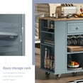 thumbnail image 4 of Lunale 39.8" Kitchen Island with Drop Leaf, Power Outlets, Rolling Storage Kitchen Cart with Wine Cup Rack, Blue, 4 of 12