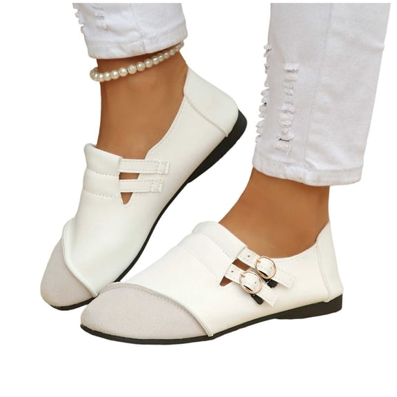 Women's Round Toed Flats Comfortable Wide Width Fashion Casual Solid Color Flat Shoes Business Casual Shoes Women