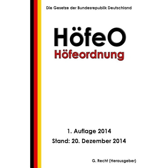 Höfeordnung - HöfeO (Paperback)