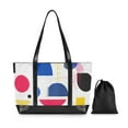 thumbnail image 7 of FORMRS Canvas Laptop Tote Bag for Women with 15.6" Computer Compartments Shoulder Handbag, Blue Retro Shapes, 7 of 7