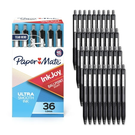 paper mate inkjoy 300rt retractable ballpoint pens  medium point (1.0mm)  black  36 count