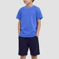 thumbnail image 2 of Tkrady Boys Clothes Summer New Crewneck Casual Solid Color Skin Friendly Short Sleeve T Shirt Tops Shorts 2 Piece Set, Sizes 1-9 Years, 2 of 5