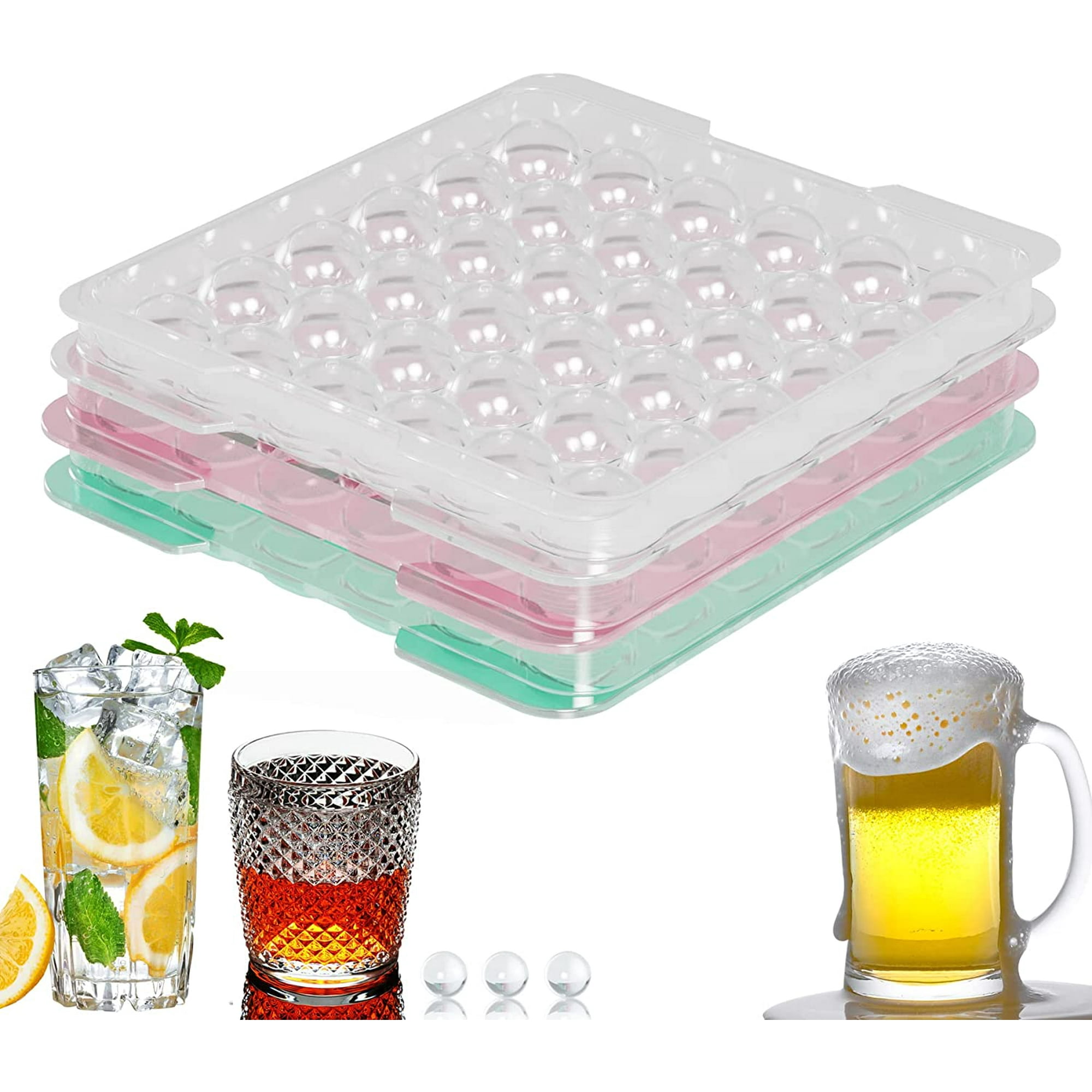 Large Ice Cube Tray, 2'' Ice Ball Maker Mold, 3x8 PCS Sphere Ice Mold with  Lid, Bin&Spoon, Ice Tray with Easy Release Round Ice Cube Mold for Whiskey,  Cocktails, Bourbon(Blue) - Yahoo