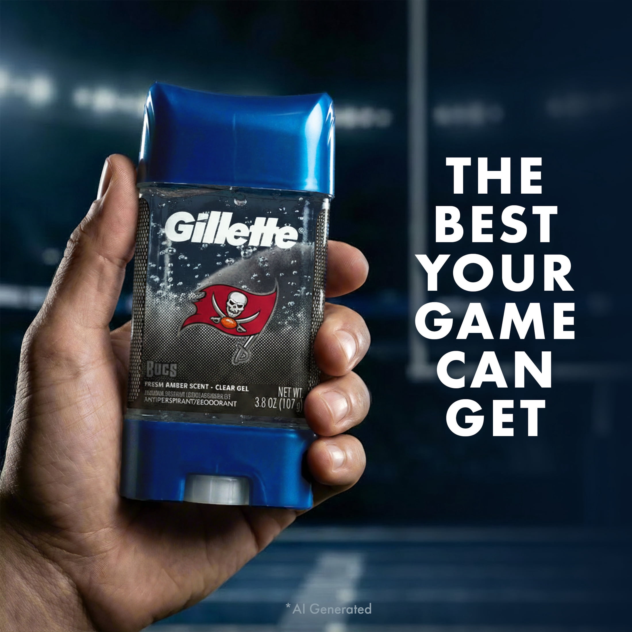 Gillette Tampa Bay Bucs Clear Gel Antiperspirant and Deodorant for Men Fresh Amber Scent 3.8oz