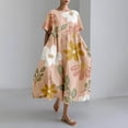 thumbnail image 2 of Ruyang Women's Retro Botanical Floral Design Printed Casual Loose Dress With Pocket Casual Fall Dresses for Women, 2 of 4