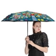 thumbnail image 4 of POBUDS Windproof Automatic Umbrella – Steel-Carbon Fiber Frame, UV-Blocking Black Coating Inside, Auto Open/Close - Colorful Ditsy Floral Print Christmas Tree, 4 of 8