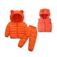 thumbnail image 2 of lulshou Boys Girls Cute Snowsuit Set Fall And Winter Three-Piece Suit Lightweight Jacket Set Long-Sleeved Hooded Suit 0-1 Years, Orange, 2 of 3