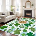 thumbnail image 2 of Large Area Rugs for Living Room Bedroom, St. Patrick's Day 6'x9' Rug Washable Carpet Runner Indoor Outdoor, Green Lucky Shamrock Leaves Cloud Blue Non Slip Floor Mats Rug for Kitchen, Playroom, 2 of 8