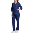 thumbnail image 7 of Minjewel Women's Short Sleeve Round Neck Scrubs for Women Set with Pockets, Breathable Scrub Set for Nurses, Caregivers & Medical Professionals,Navy 2XL, 7 of 7