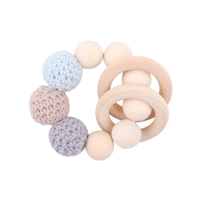 Productos para bebés Clip de chupete de madera para apaciguar al bebé Bola de lana grande Muelas para morder DIY Cadena para chupete Cadena anticaída