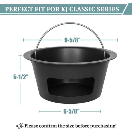 Kamado Grill Ash Can with Foldable Handle - Carbon Steel Ash Collector for Kamado Grill Joe Classic
