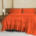 thumbnail image 3 of 4 Piece Corner Ruffle Sheet Set, 6" Inch Corner Ruffle On Flat Sheet And Pillowcases, 15 Inch Deep Pocket, 100% Egyptian Cotton, 800 TC, Queen Size, Solid Orange, 3 of 6