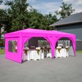 thumbnail image 2 of 10x20 Ft Ez Pop Up Canopy Tent with 6 Removable Sidewalls & Carry Bag, Folding Protable Party Tent with UV Protection, Heavy Duty Gazebo for Outdoor, Garden, Patio, 6 Sand Bags Included, Pink, 2 of 9