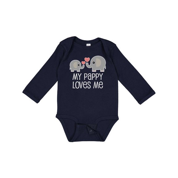 Inktastic Pappy Loves Me Grandson Boys or Girls Long Sleeve Baby Bodysuit