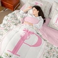 thumbnail image 4 of Castle Fairy Monogrammed Letter P 7-Piece Twin Bedding Sets for Teens Boys Girls,Kawaii Bow Bedding Comforter Set,Chic Flower Rose Breathable Sheet Sets,Super Cozy Room Decor, 4 of 8