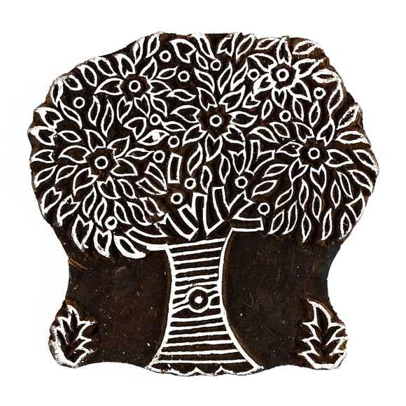 Decorative Tree Stamp Wooden Textile Stamps Wood Indian Printing Block