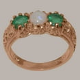 thumbnail image 2 of LBG British Made 18k Rose Gold Natural Opal & Emerald Womens Promise Ring - 33 size options - Size 10.75, 2 of 7