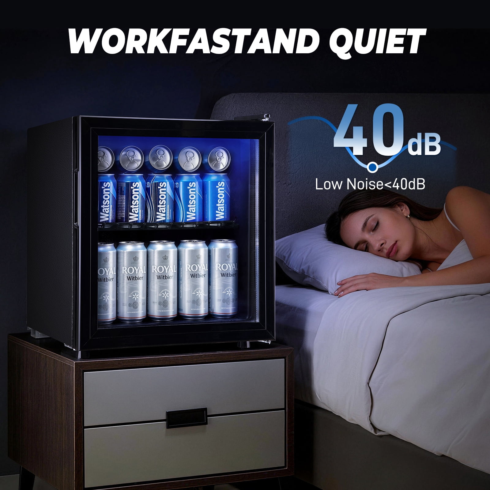 JIEJIA 60 Can Mini Fridge and 1.8 Cu.ft Beverage Cooler Refrigerator with Glass Door for Home, Office
