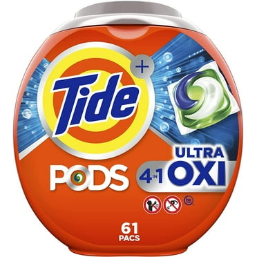 Tide PODS 4 in 1 Ultra Oxi Laundry Detergent Soap PODS, High Efficiency HE, 61 Count