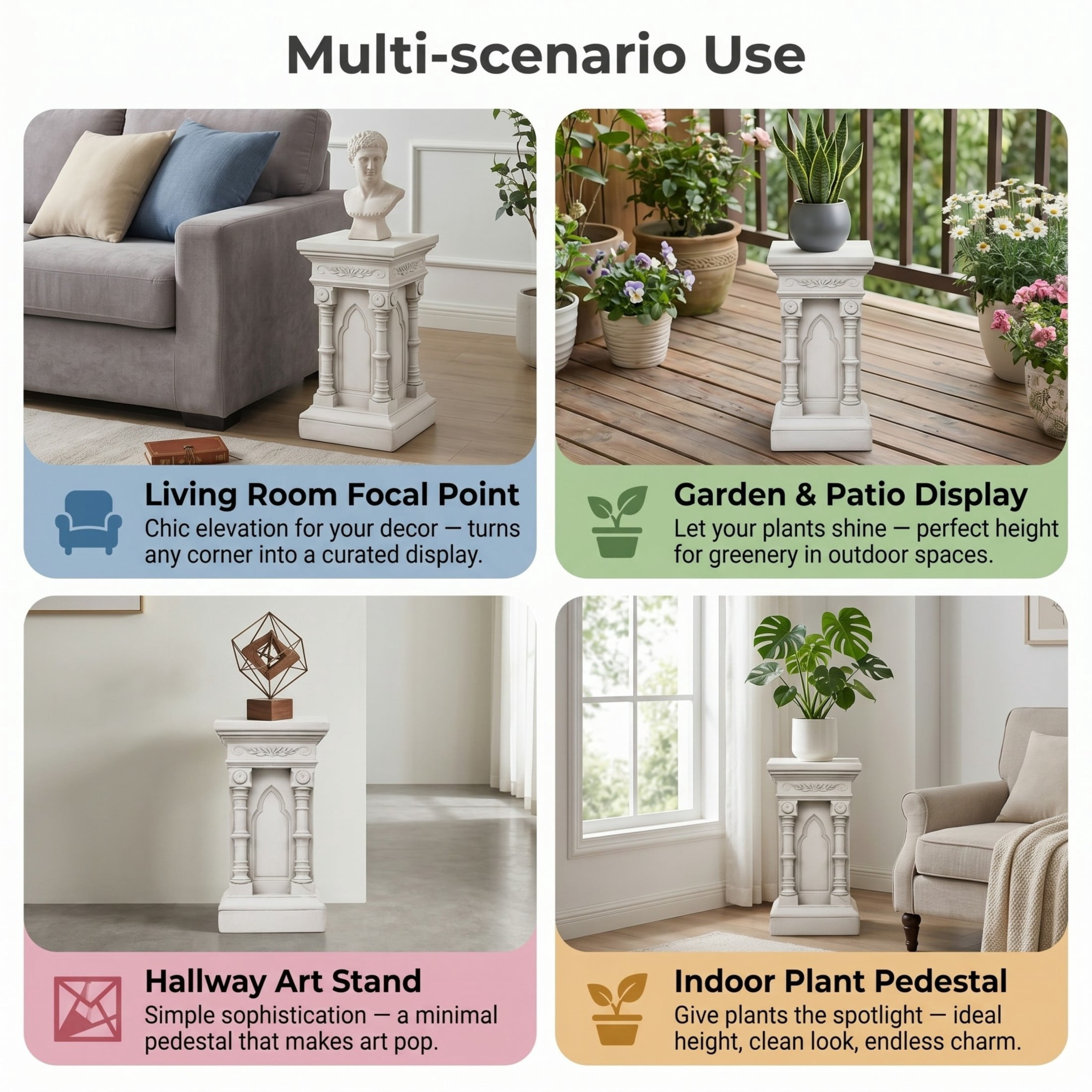Christopher Knight Home Gothic Floral Pedestal Plant Stand, Decorative Display Column, Antique White
