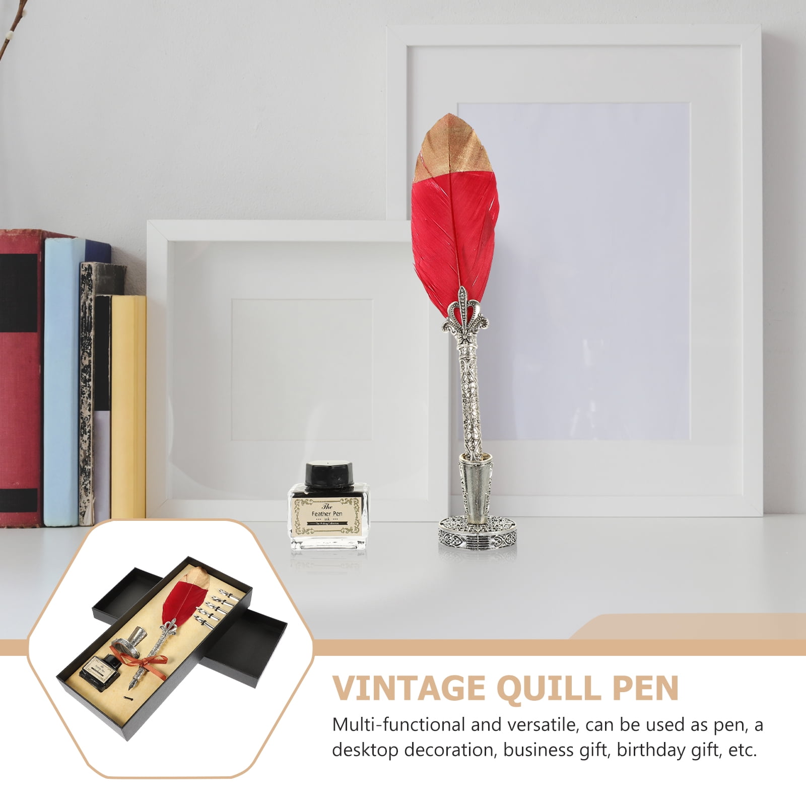 3 Sets Pen Ink Plume Fountain Writing Student Stationery Retro Quill Vintage Style Calligraphy Portable Pens Office