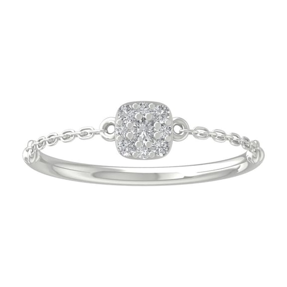 Araiya Fine Jewelry 10K White Gold Round-shape Lab Grown Diamond Cluster Engagement Ring ( 1/10 cttw, D-F Color, VS Clarity) Size 5.5