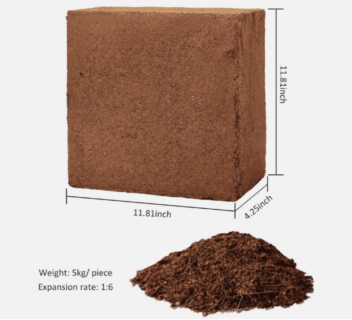 5000g (60L) Coco Fiber Coir Brick – Low Salt, Organic Soil Amendment & Growing Medium for Plants