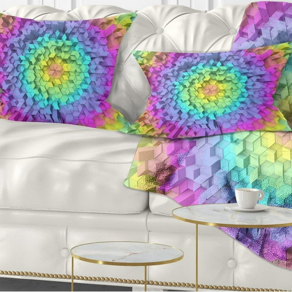 Designart View of Colorful Geometric Shapes - Abstract Throw Pillow - 12x20