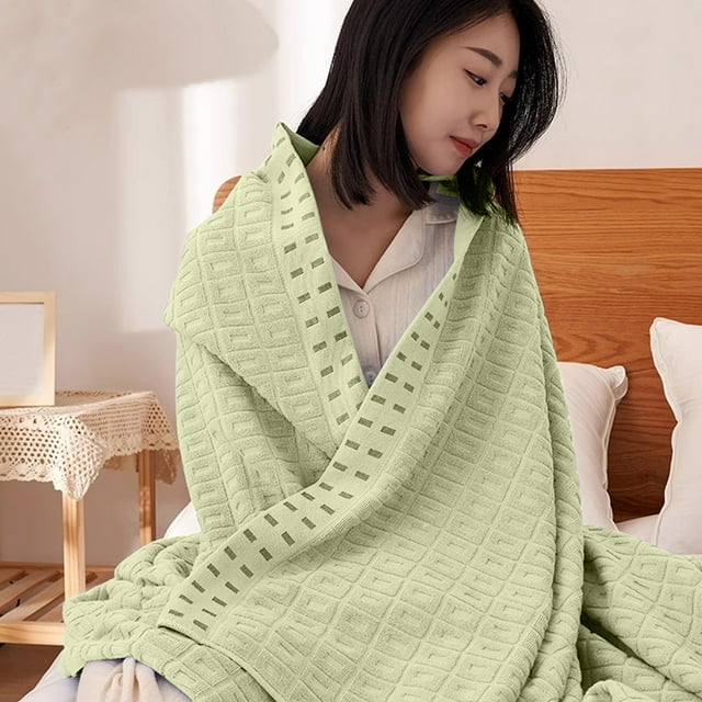 Fiudx Manta Refrescante, Alivio para Quienes Duermen con Calor, Ligera y Cómoda para Todo El Año, Mezcla de Algodón Transpirable, Manta Supersuave para Sofá y Cama, Esencial para Verano y Viajes, Reg