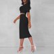 thumbnail image 5 of Top corto para mujer + faldas de punto de verano conjunto de falda Sexy traje de falda de cintura alta Simple FLhrweasw Nuevo, 5 of 7