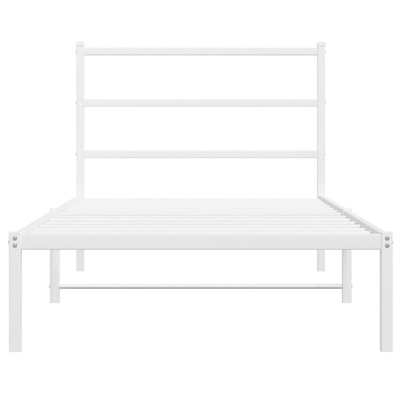 Pemberly Row Rectangular Powder-Coated Steel Twin Bed Frame in White