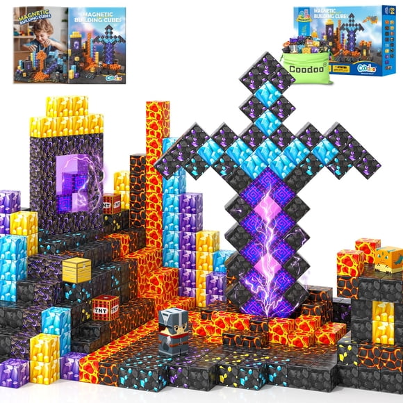 Blocs Magnétiques - Ensemble de Portail d'Épée Magique du Monde Aimant de Mine à Construire, Jouets de Construction Tuiles Magnétiques pour Enfants 3+, Indispensables de Classe Jouets Sensoriels pour Tout-Petits Jeux pour Enfants Cadeau pour Garçons et Filles