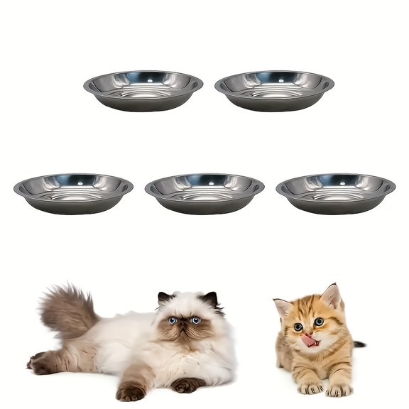 Stainless Steel Cat Bowls Set (5-Pack) – Durable, Non-Slip Pet Food & Water Dishes – Easy-to-Clean, Rust-Proof Feeding Bowls for Cats & Small Dogs
