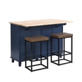 thumbnail image 6 of Harper & Bright Designs Kitchen Island Set with 2 Seatings and Drop Leaf, Farmhouse Dining Table Set with Storage Cabinet, Drawers and Towel Rack, Blue, 6 of 11