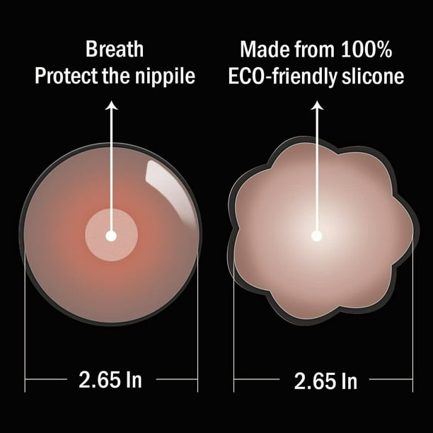 4 Pairs Reusable Self Adhesive Silicone Breast Nipple Cover Round Flower  Breast Pasties Stickers Boobs Natural Pads