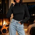 thumbnail image 2 of fatyb Womens Turtleneck Tops Long Sleeve Thermal Base Layer Tee Soft Warm Undershirts with Thumb Holes, 2 of 7