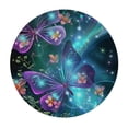 thumbnail image 4 of WYYP Full Width Single-Sided Printing Round Tablecloth Butterfly Pink Butterflies Flowers on Blue White, 4 of 8