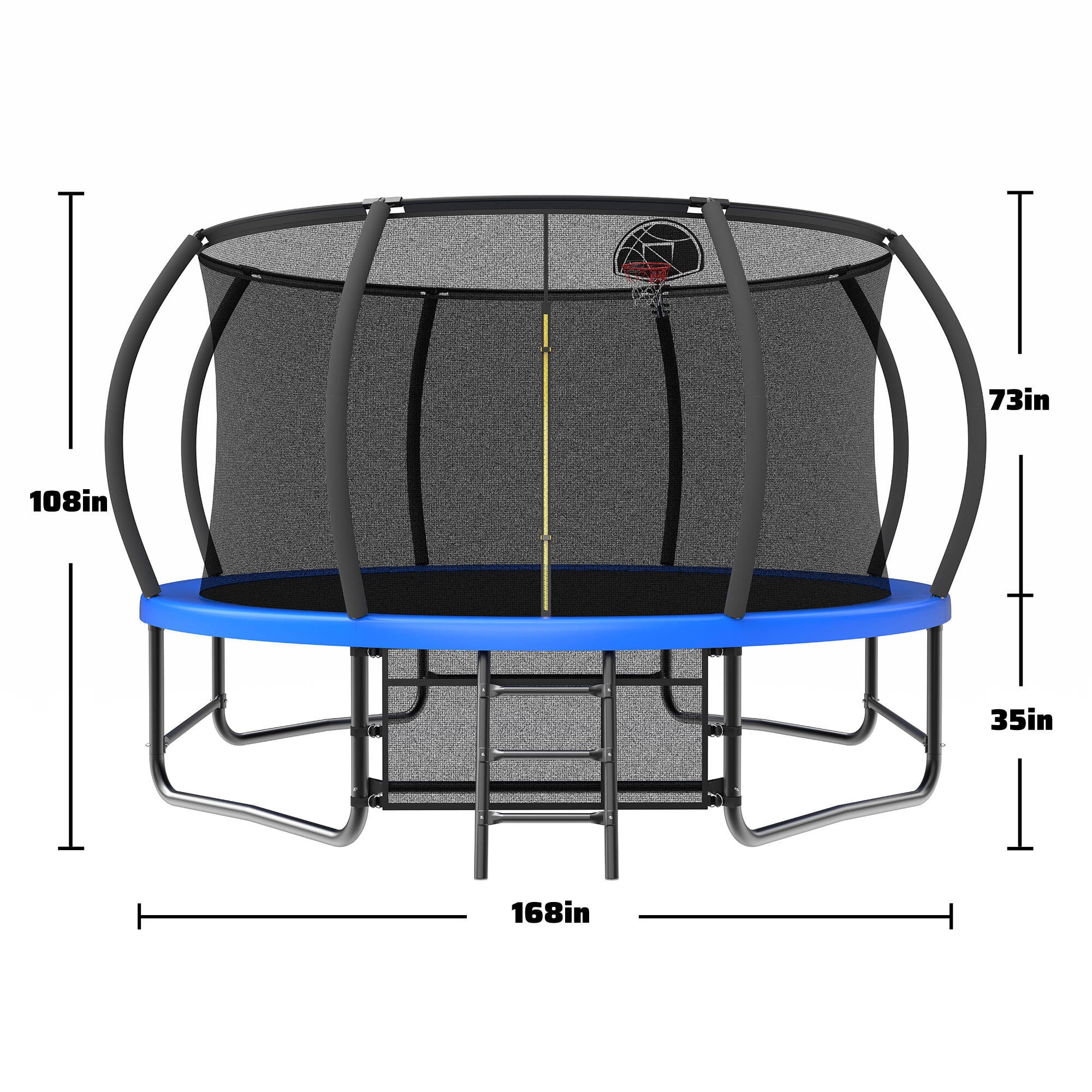 Mini Trampoline, 14FT Trampoline with Enclosure - Recreational Trampolines with Ladder and AntiRust Coating, ASTM Approval Outdoor Trampoline for Kids, Blue Trampoline For Kids,Fitness Trampoline