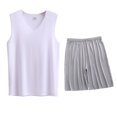 thumbnail image 1 of Conjunto Deportivo de los Hombres, Moda Casual de Color Sólido Cuello en V sin Mangas de Elasticidad Superior para el Desgaste Al Aire Libre, Traje Atlético de Humedad, 1 of 4
